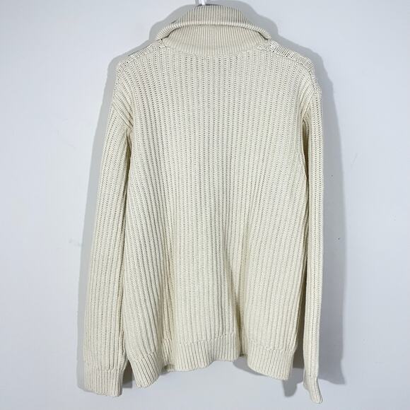 Gap Full Zip Cable Knit Sweater Cardigan Mens Size Large Ivory Chino Academy - Picture 8 of 8